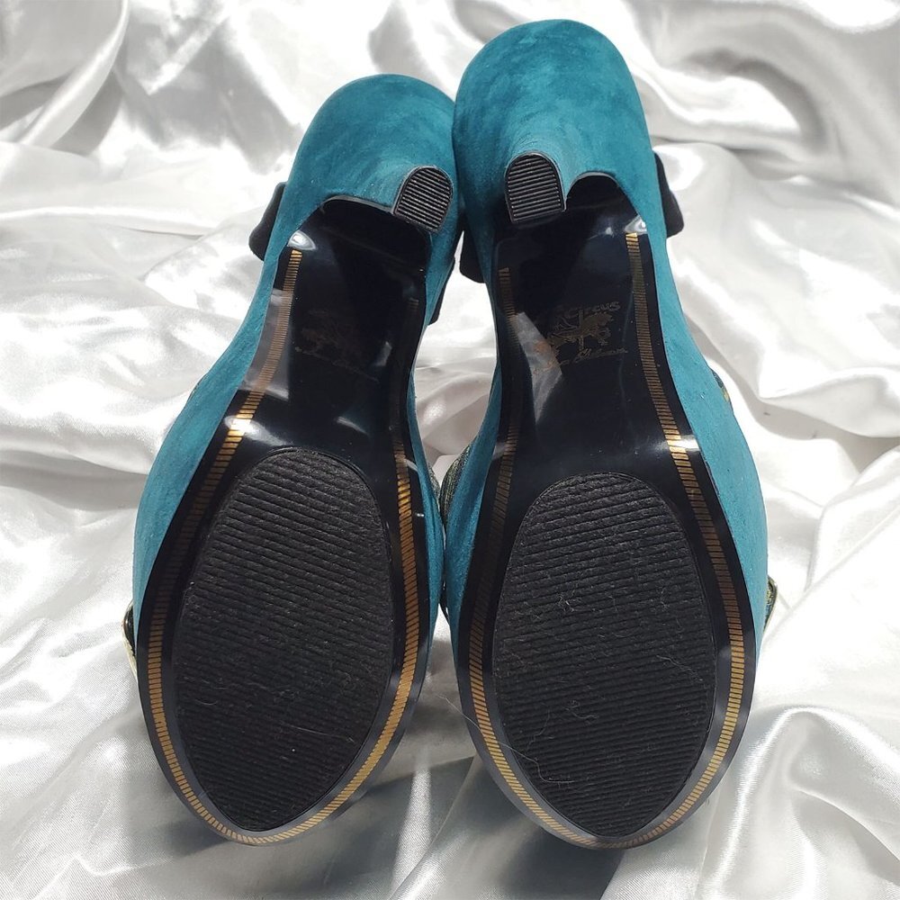 NIB CIRCUS SAM EDELMAN turquoise blue peacock platform high heel sandals JENNY - Picture 6 of 6